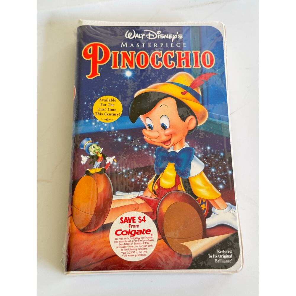 Vintage 1993 Pinocchio VHS Walt Disney Masterpiece Collection #230 SEALED NEW - Picture 1 of 5
